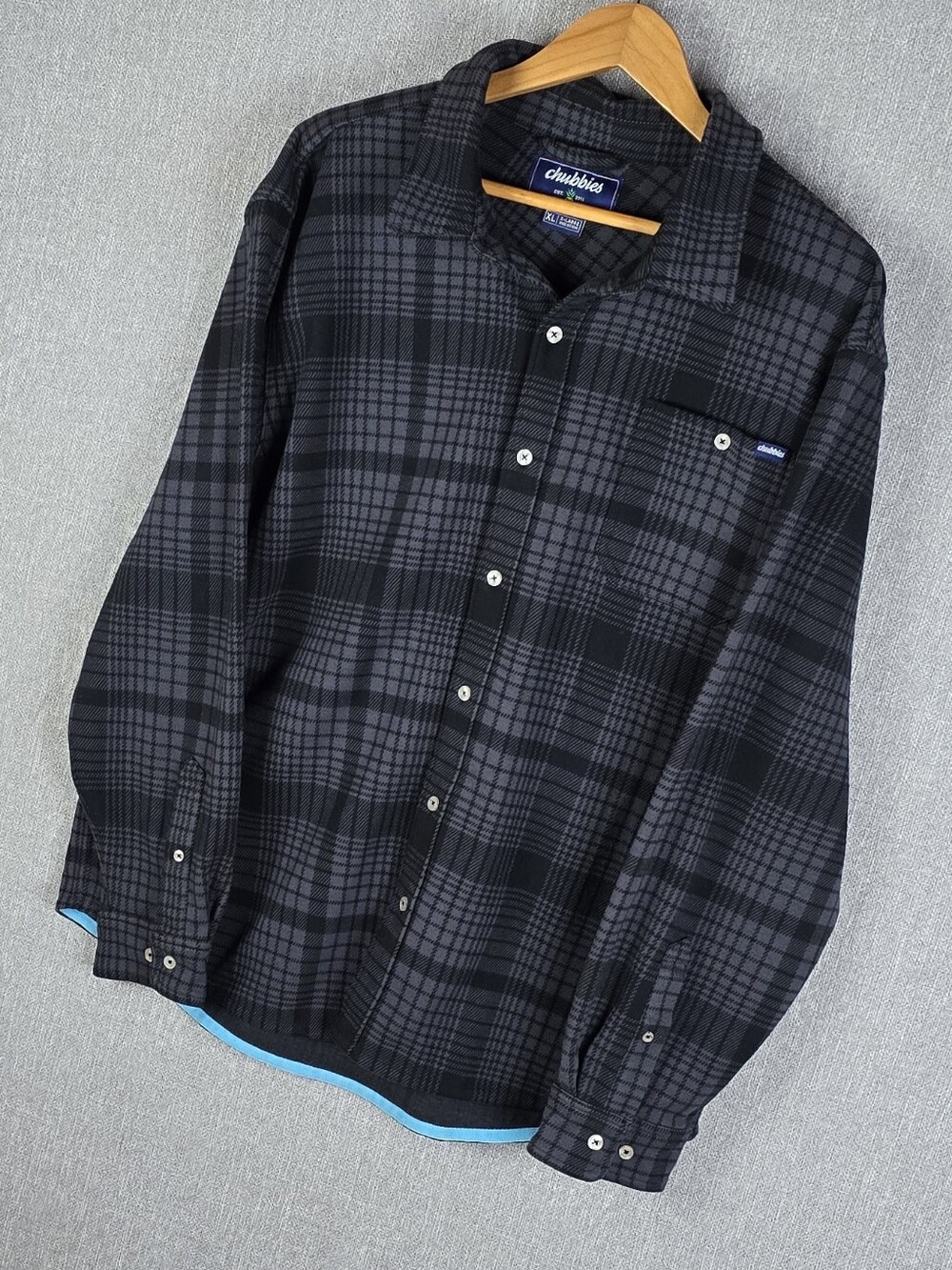 Chubbies Heavyweight Gray/Black Flannel Shirt Mens Sz XL